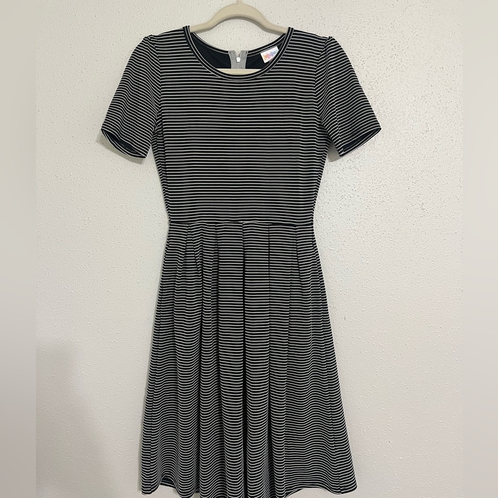 LulaRoe navy almost black midi dress with zip back.